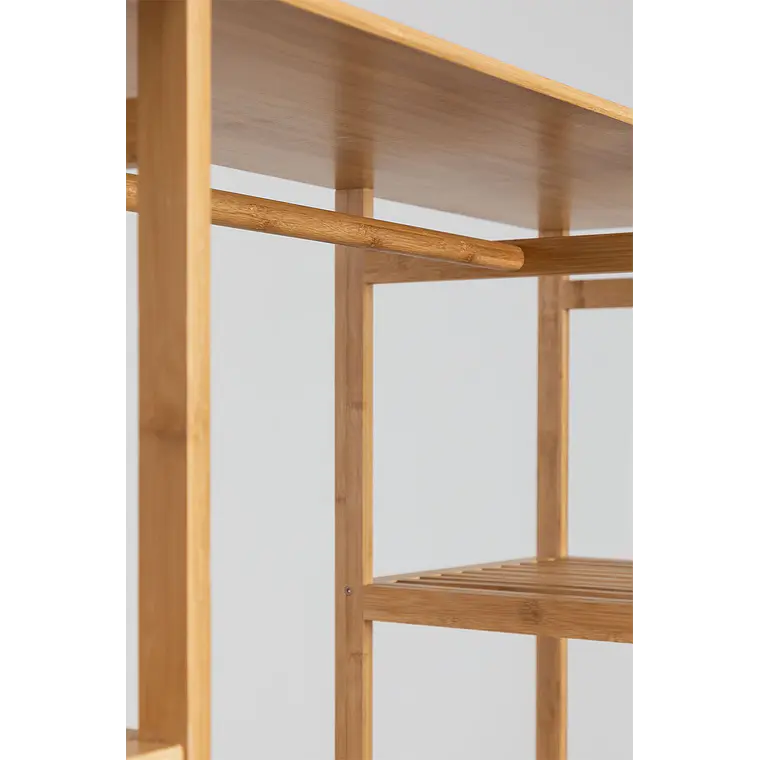 Armario abierto con estanterías en madera de bambú 7