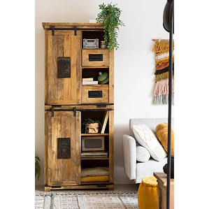 Armario con 2 puertas correderas en madera de mango