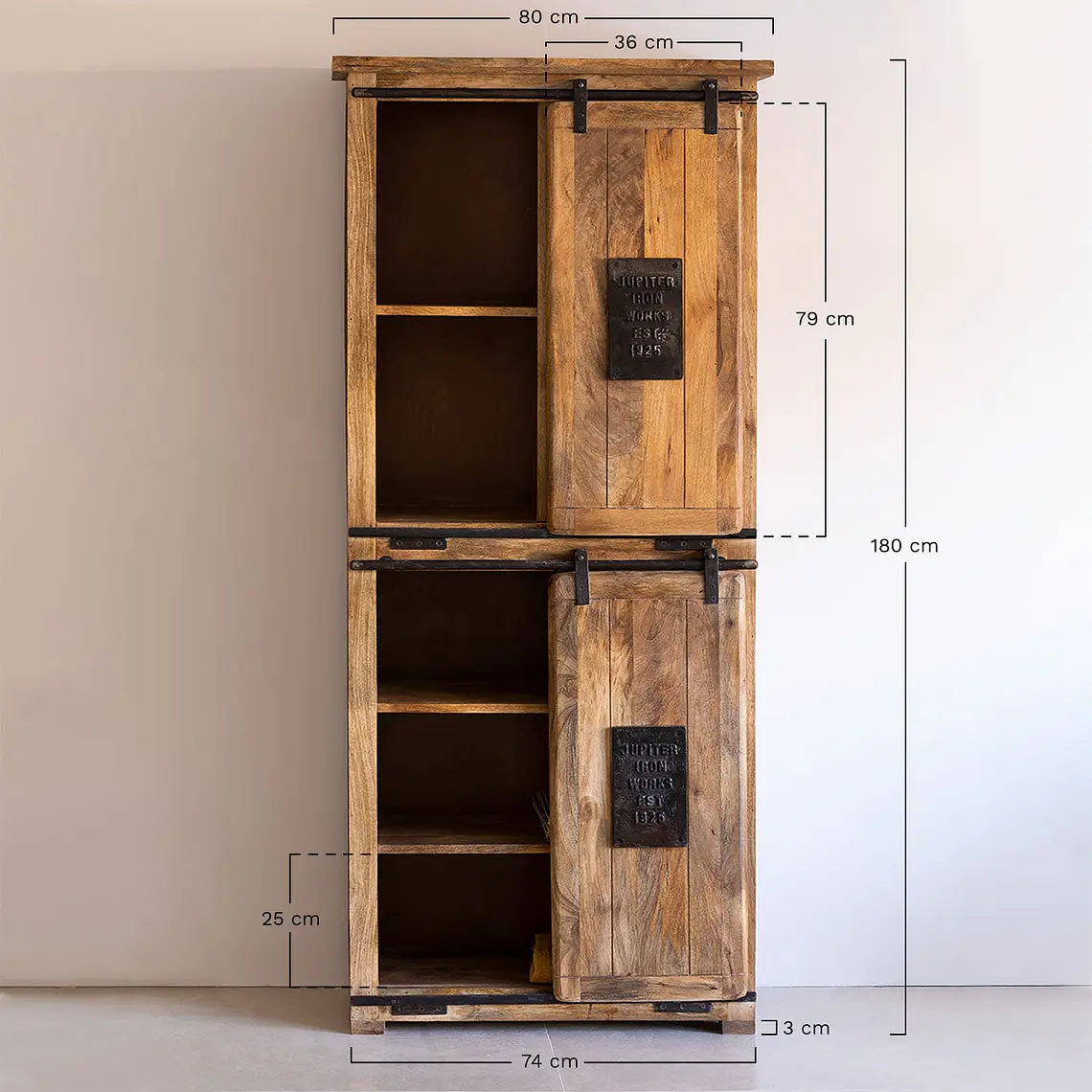 Armario con 2 puertas correderas en madera de mango 8