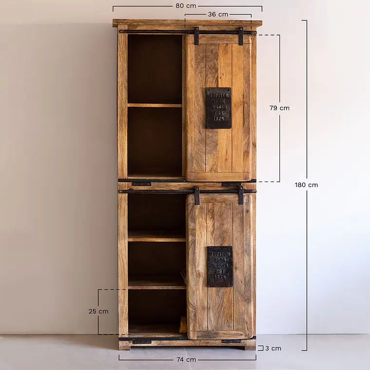 Armario con 2 puertas correderas en madera de mango 8