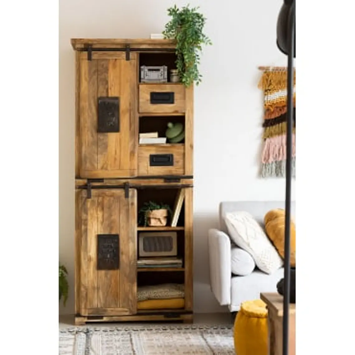Armario con 2 puertas correderas en madera de mango 9