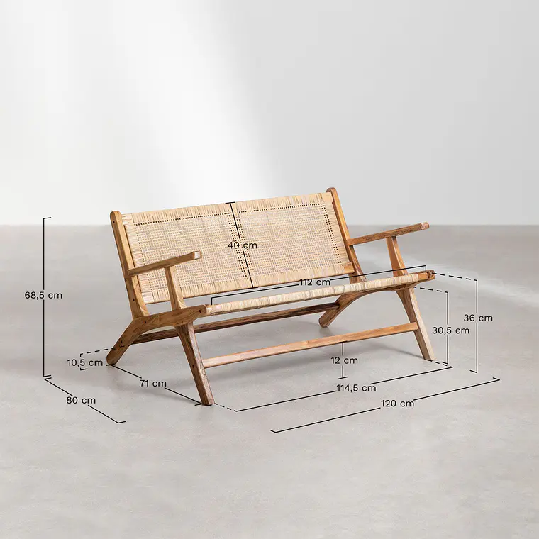 Banco de jardín 120 cm en madera de teca Mara 10