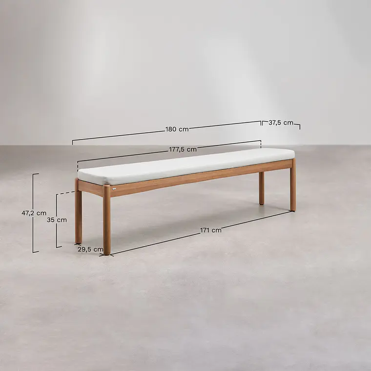 Banco de jardín 180 cm en madera de eucalipto Teria 7