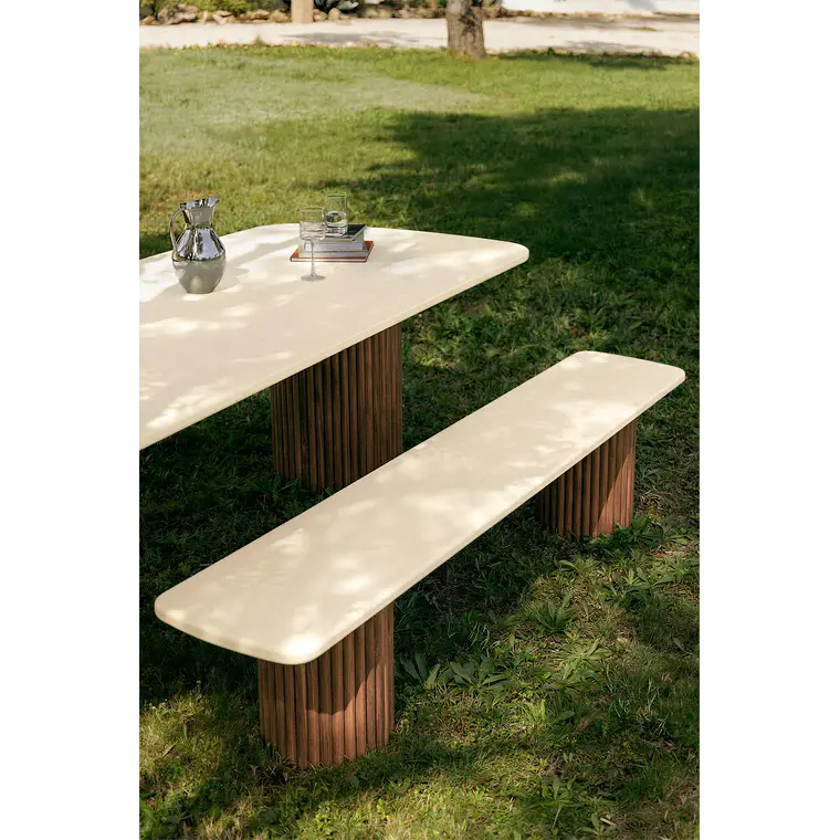 Banco de jardín en cemento y madera de acacia Darina 2