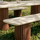 Banco de jardín en cemento y madera de acacia Darina - Miniatura 3
