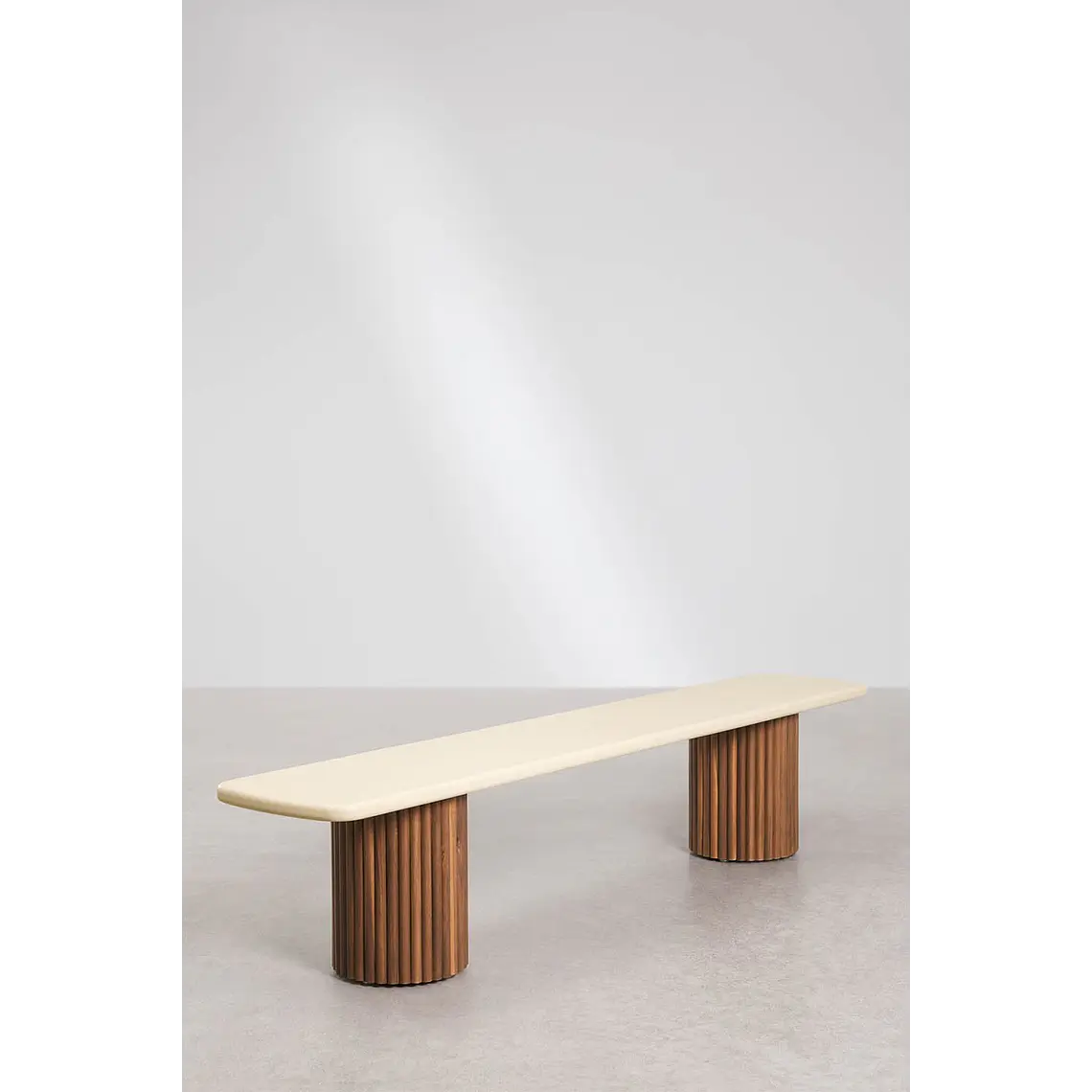 Banco de jardín en cemento y madera de acacia Darina 4