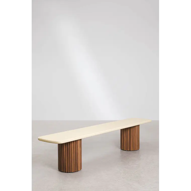 Banco de jardín en cemento y madera de acacia Darina 4