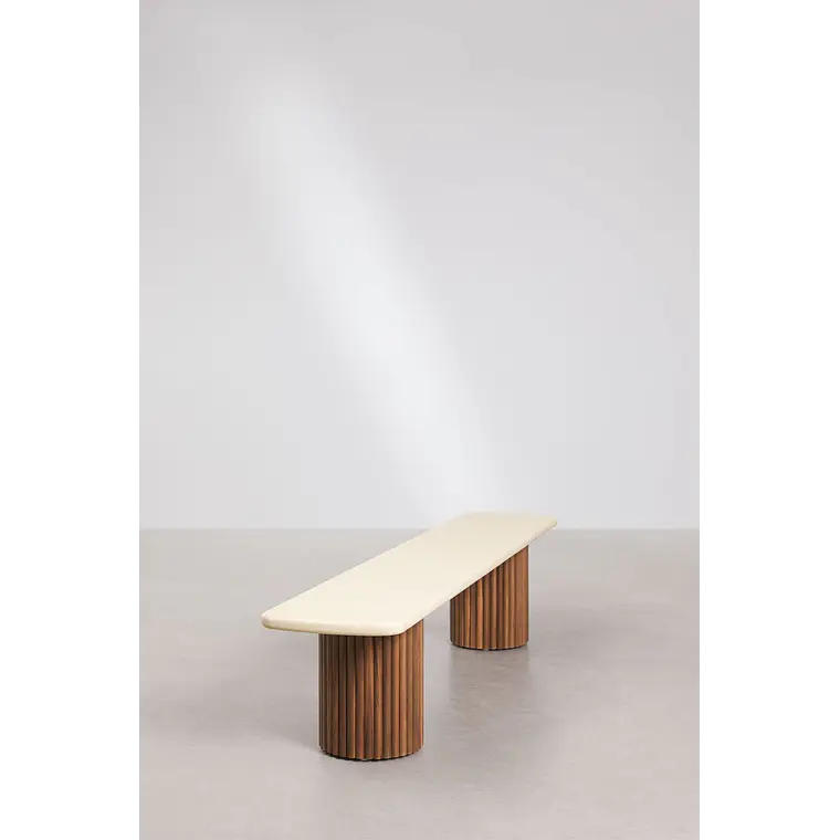 Banco de jardín en cemento y madera de acacia Darina 5