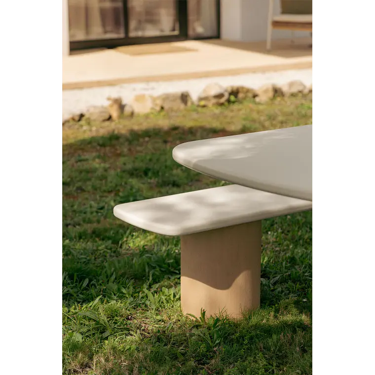 Banco de jardín en cemento y madera de acacia Delina 2