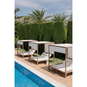 Cama balinesa reclinable en madera de eucalipto Talora