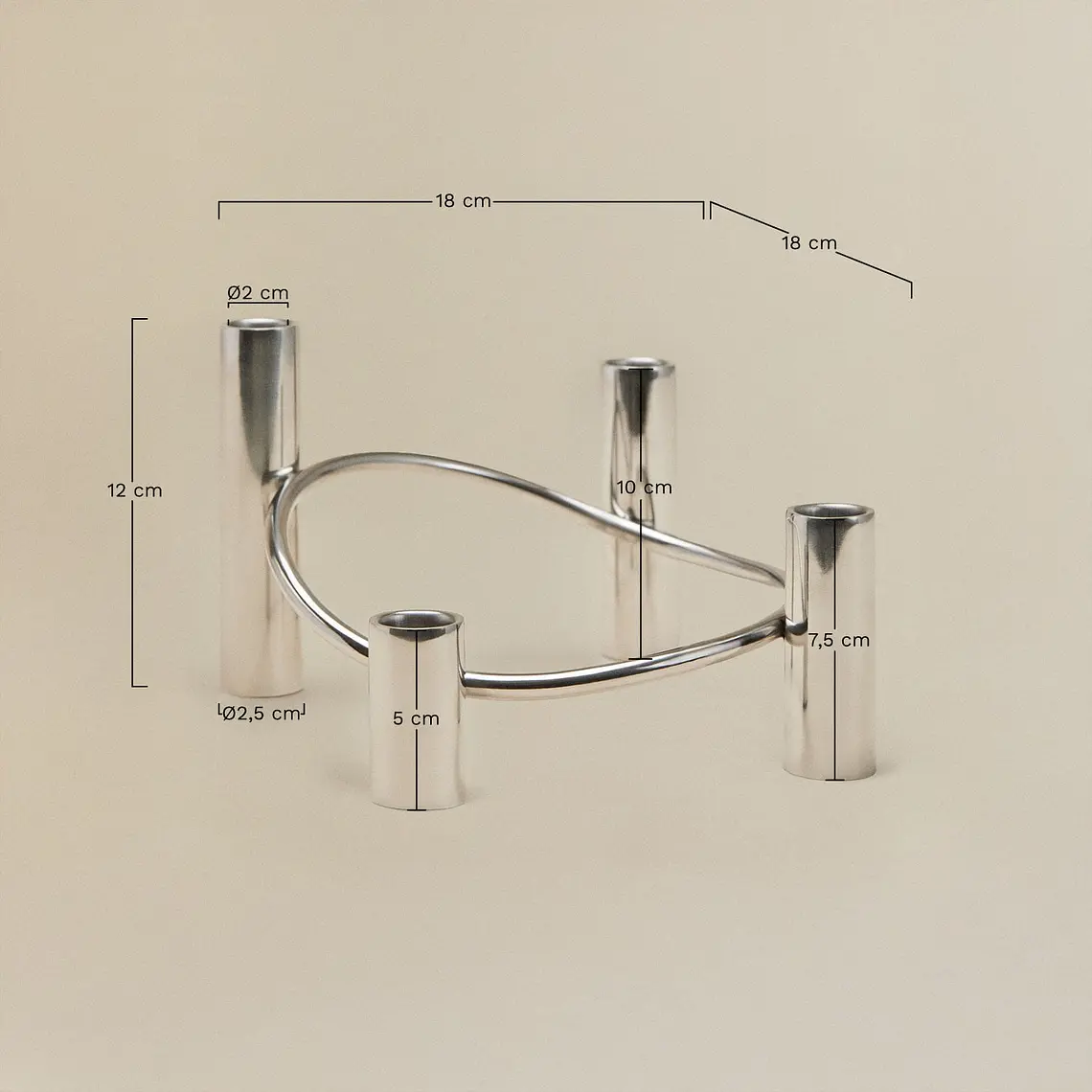 Candelabro de 4 brazos en acero Senda 7