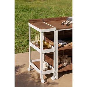 Carro para cocina modular de exterior en madera de acacia y aluminio Belina