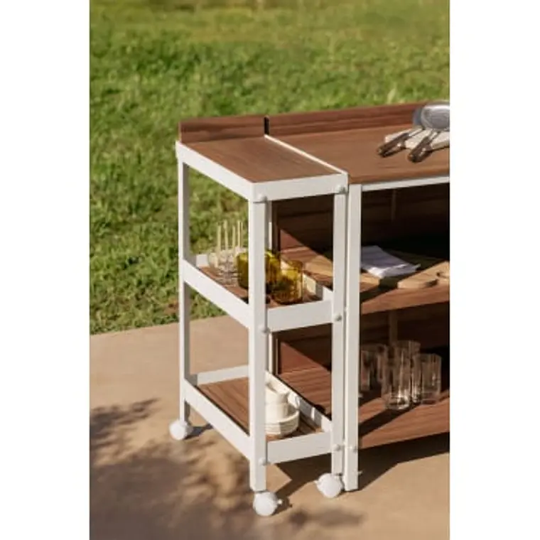 Carro para cocina modular de exterior en madera de acacia y aluminio Belina 8
