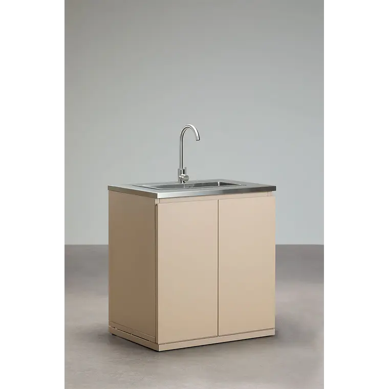 Cocina modular de exterior de 2 piezas con fregadero y almacenaje en acero Palina 4
