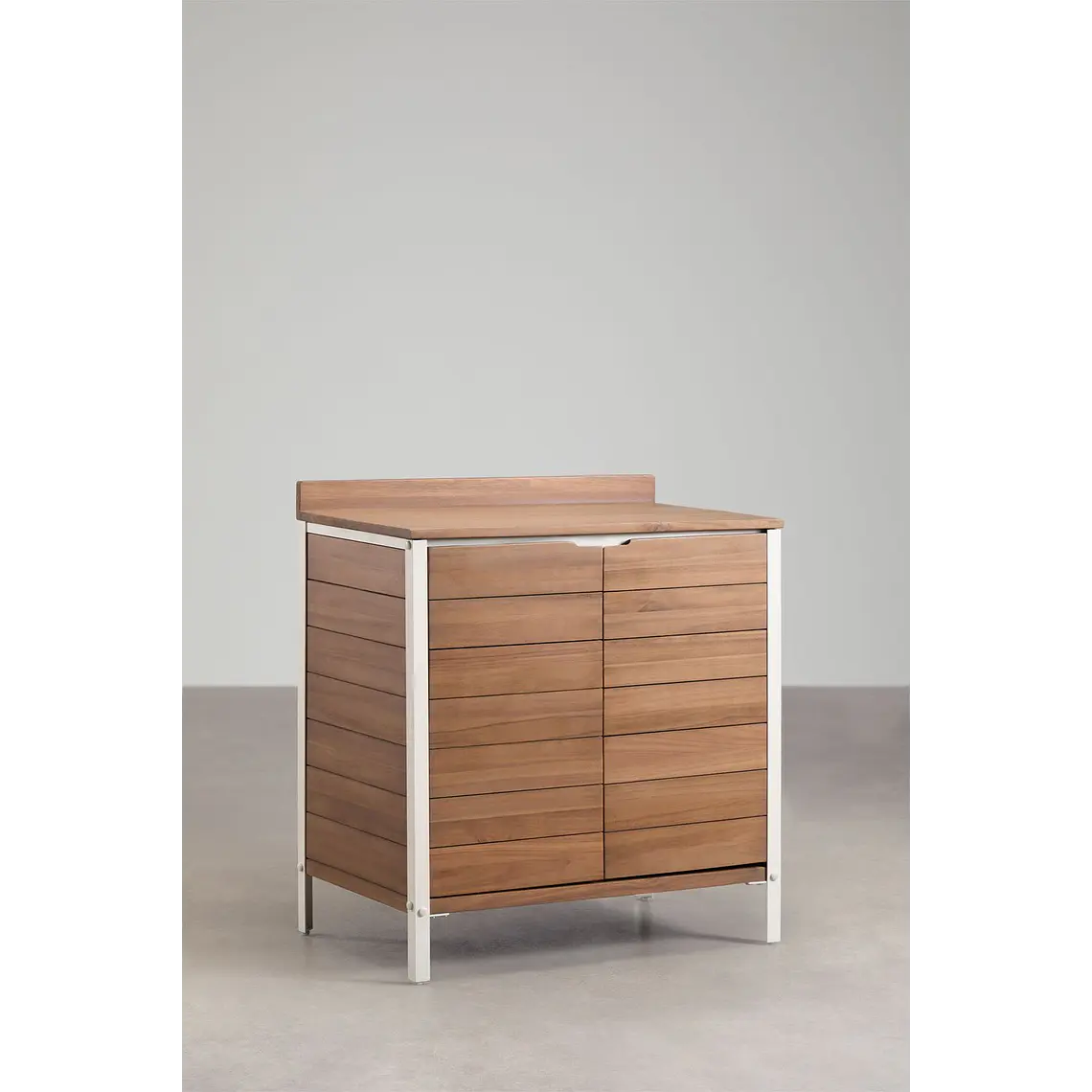 Cocina modular de exterior de 6 piezas con fregadero y almacenaje en madera de acacia Orlina 7