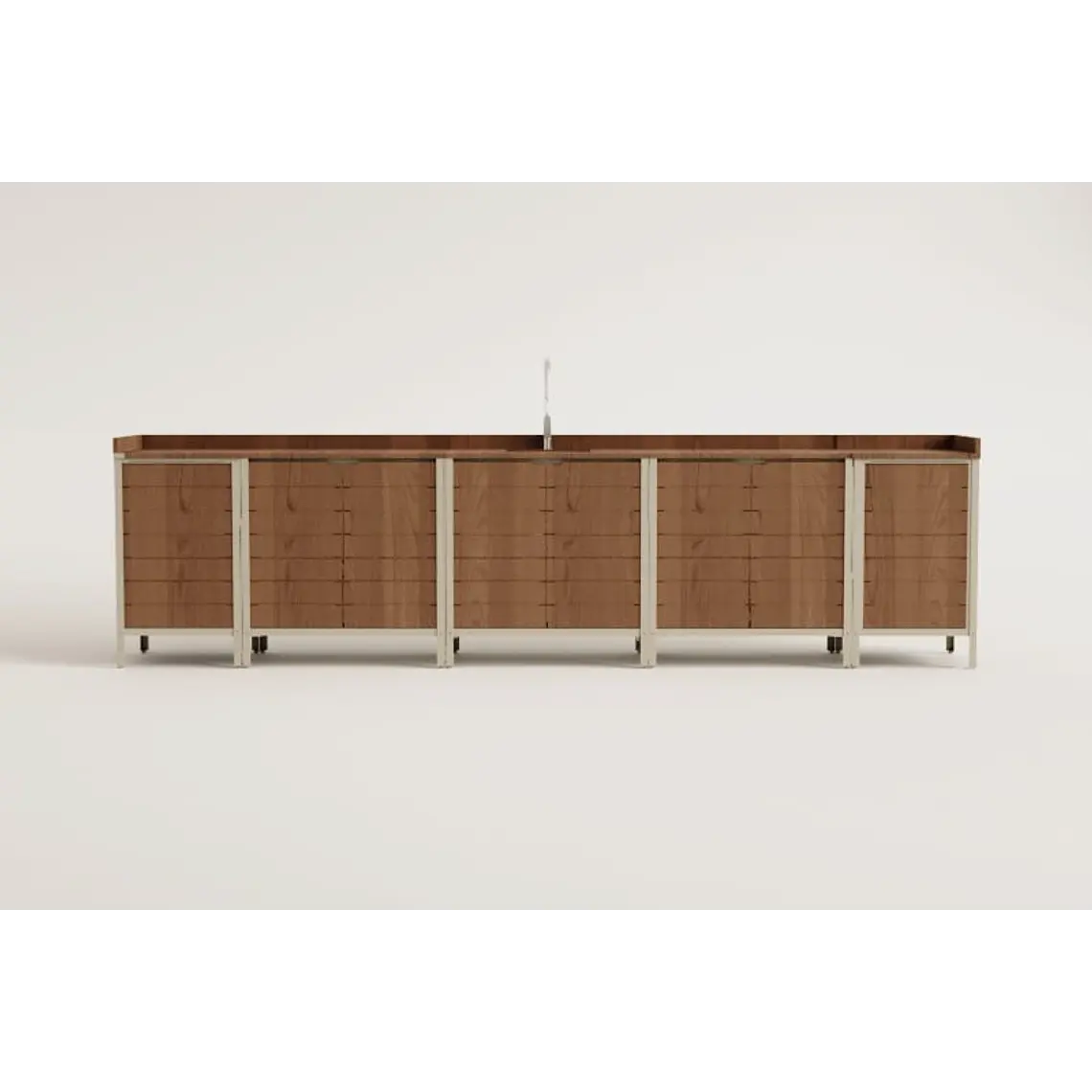 Cocina modular de exterior de 6 piezas con fregadero y almacenaje en madera de acacia Orlina 11