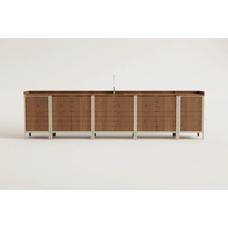 Cocina modular de exterior de 6 piezas con fregadero y almacenaje en madera de acacia Orlina 11