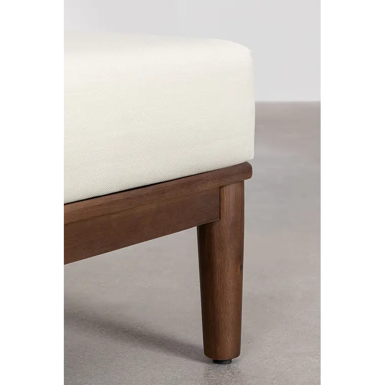 Conjunto de jardín con sofá modular de 2 piezas, mesa de centro y puff en acacia Brenia 6