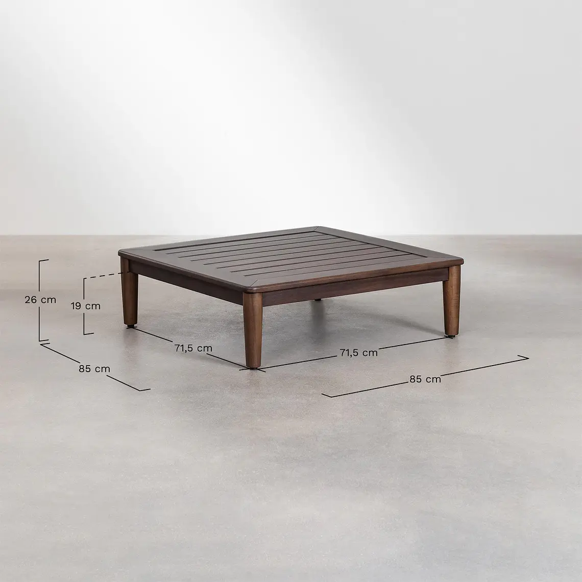 Conjunto de jardín con sofá modular de 2 piezas, mesa de centro y puff en acacia Brenia 12