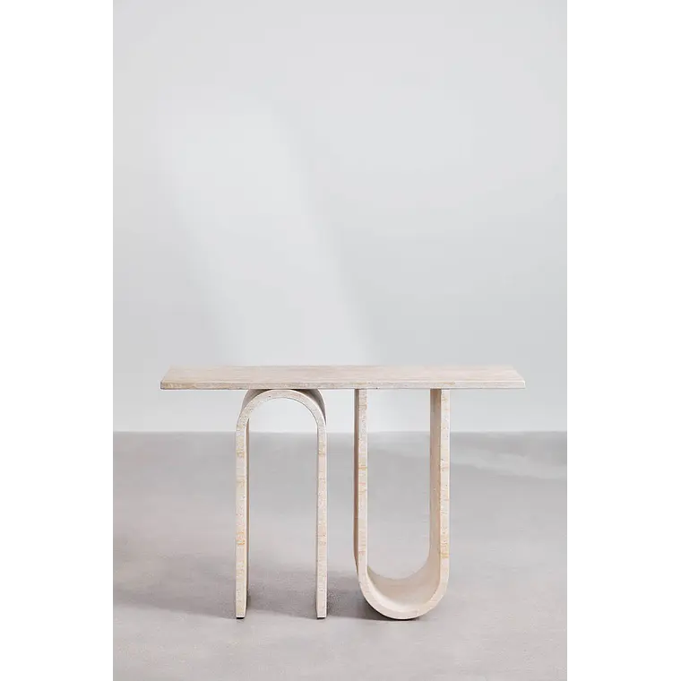 Consola de exterior en cemento look travertino Norina 4