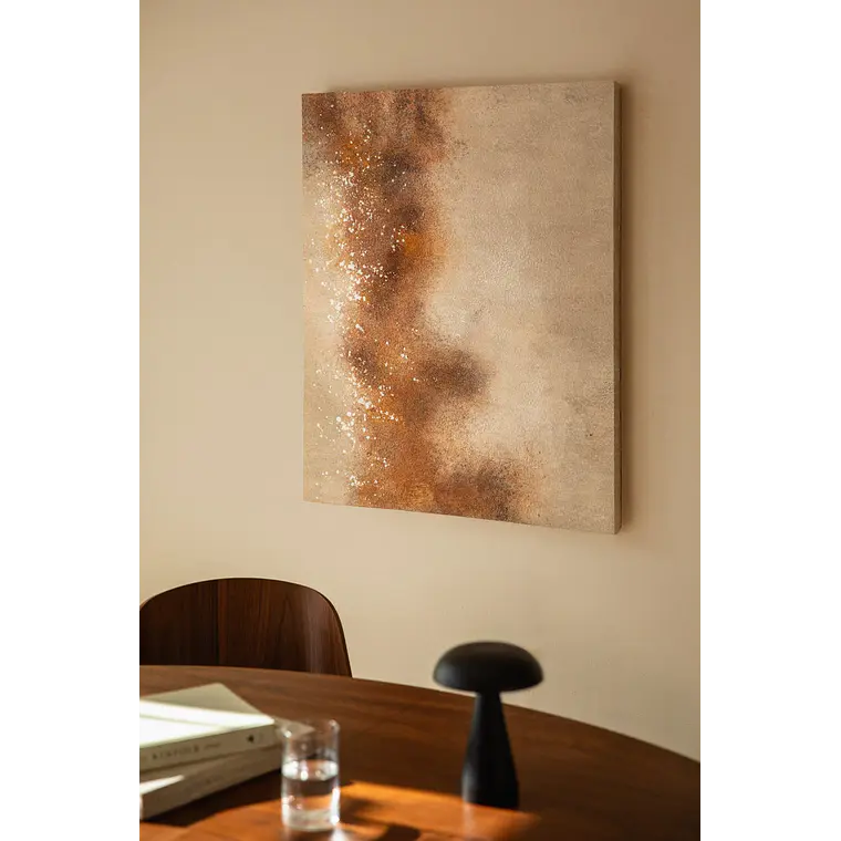 Cuadro decorativo 80x100 cm con textura de escayola en beige lino Wara 1