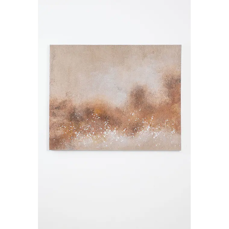 Cuadro decorativo 80x100 cm con textura de escayola en beige lino Wara 2