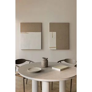 Cuadro decorativo 80x100 cm pintado a mano sobre lino con relieve de escayola Nila