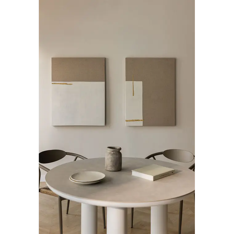 Cuadro decorativo 80x100 cm pintado a mano sobre lino con relieve de escayola Nila 8