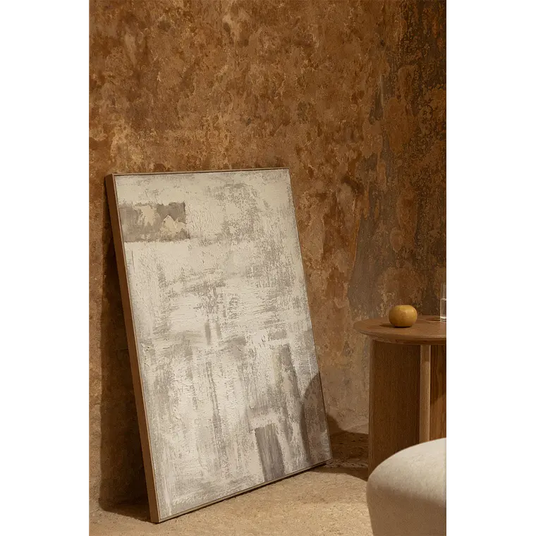 Cuadro decorativo 80x100 cm pintado a mano sobre lino con relieve de escayola Ossa 1