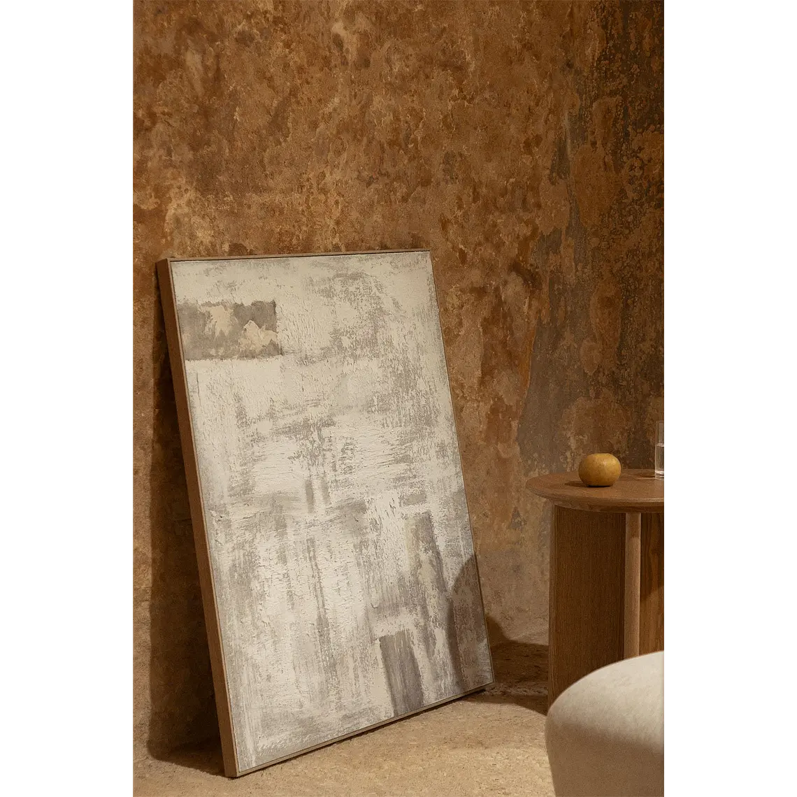 Cuadro decorativo 80x100 cm pintado a mano sobre lino con relieve de escayola Ossa 2
