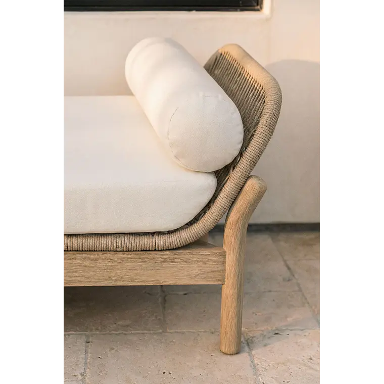 Diván de jardín en madera de acacia y cuerda trenzada Gavora 3
