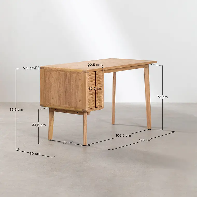 Escritorio 125x60 cm en madera 10