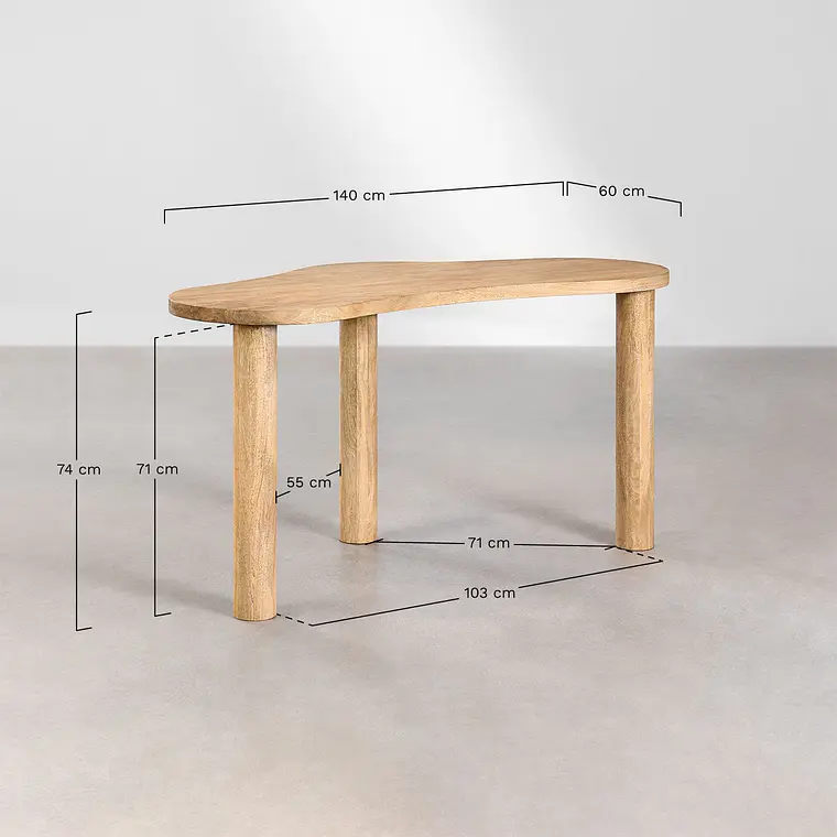 Escritorio 140x60 cm en madera de mango 8