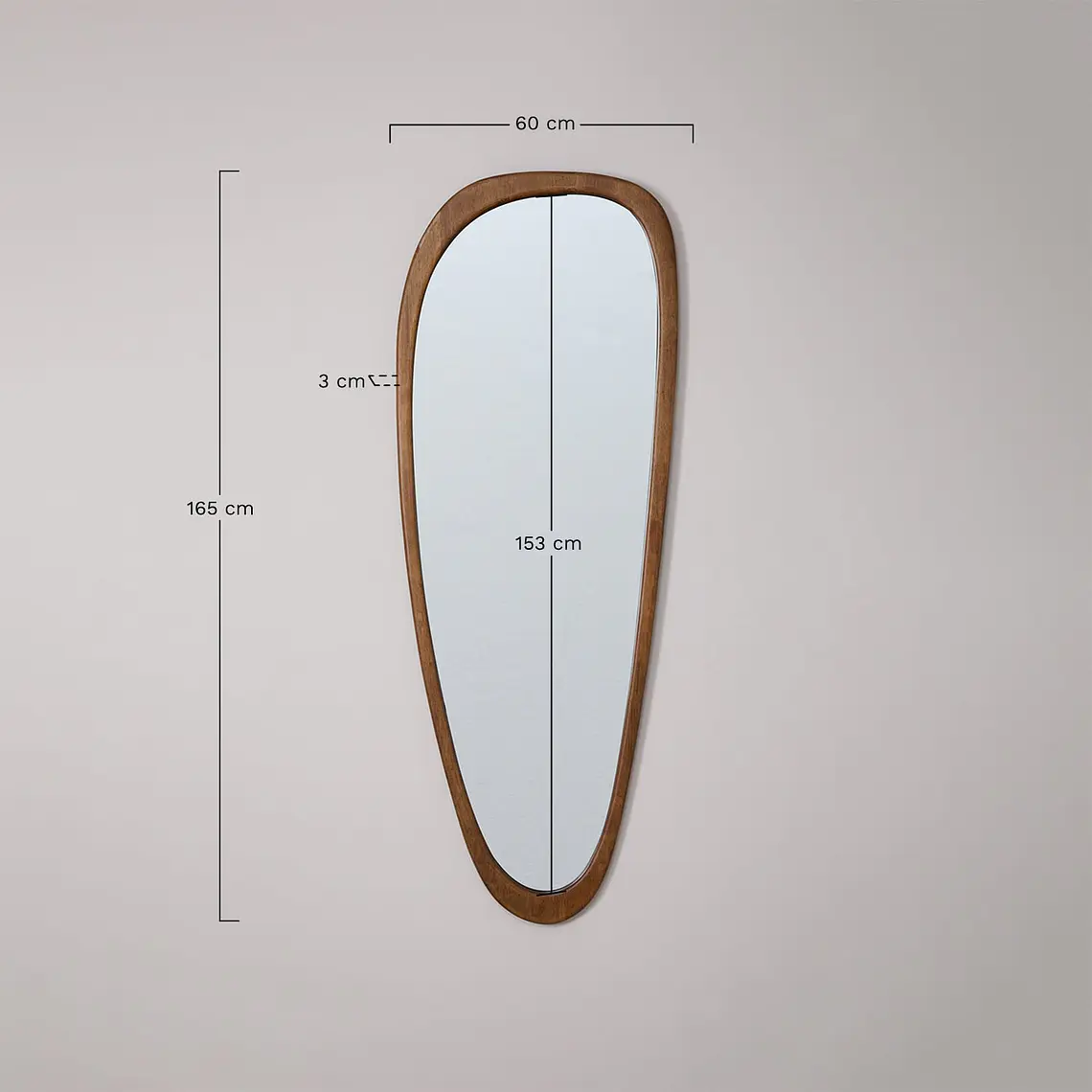 Espejo de pared en madera de roble Vela 8