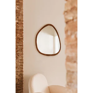 Espejo de pared irregular 85x70 cm en madera de mango Sabia
