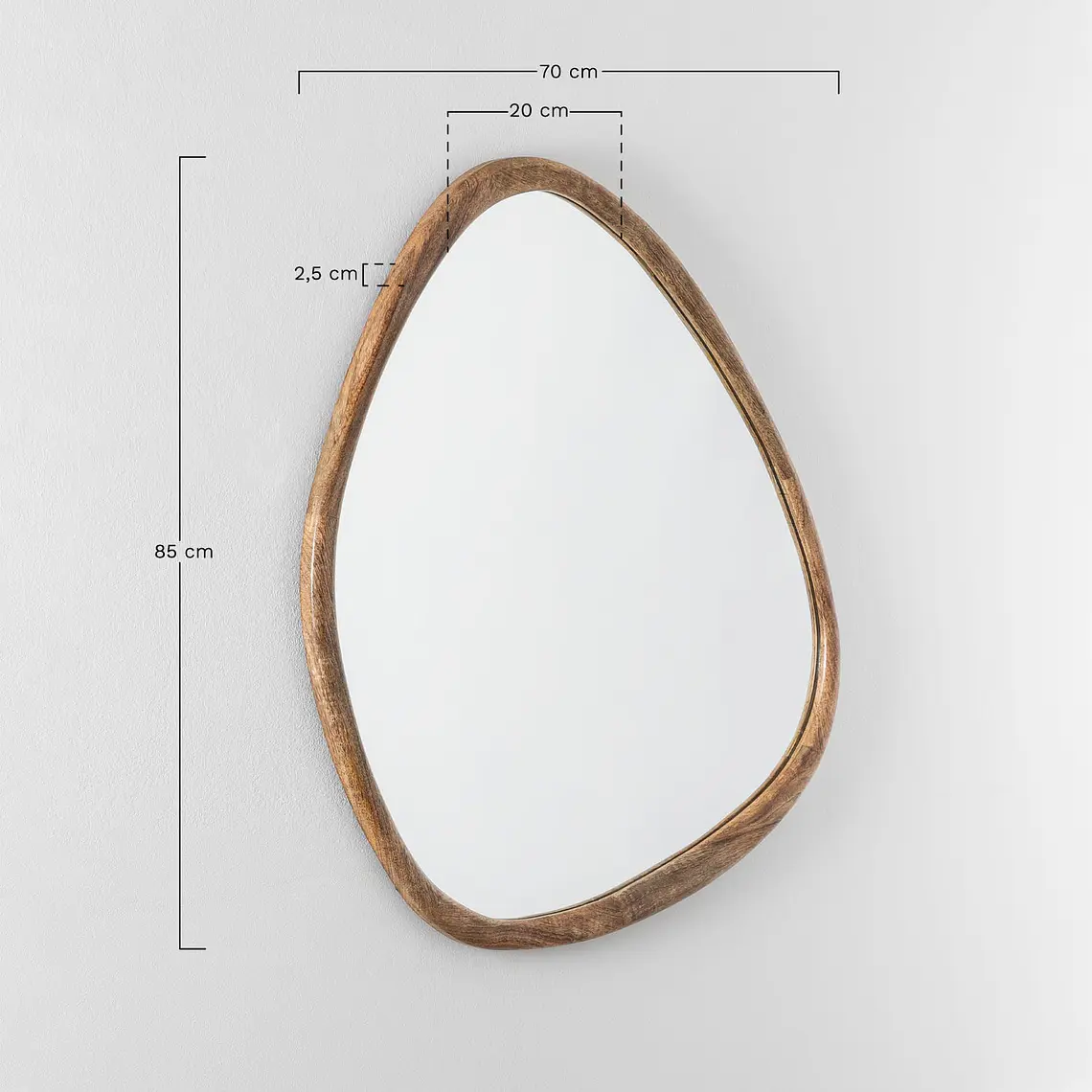 Espejo de pared irregular 85x70 cm en madera de mango Sabia 7