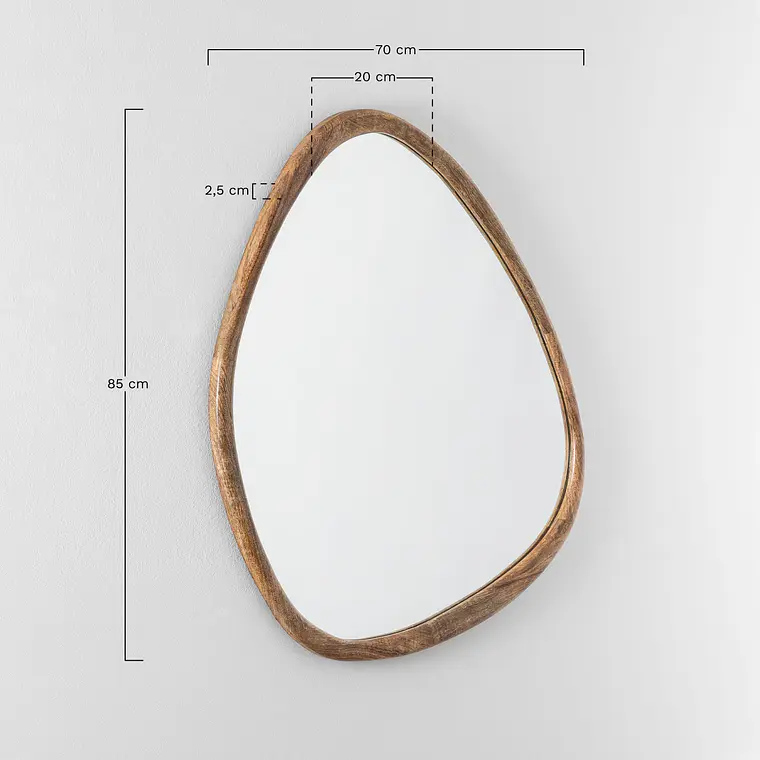 Espejo de pared irregular 85x70 cm en madera de mango Sabia 7