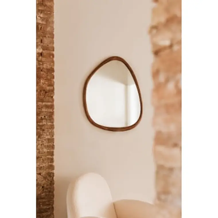 Espejo de pared irregular 85x70 cm en madera de mango Sabia 8