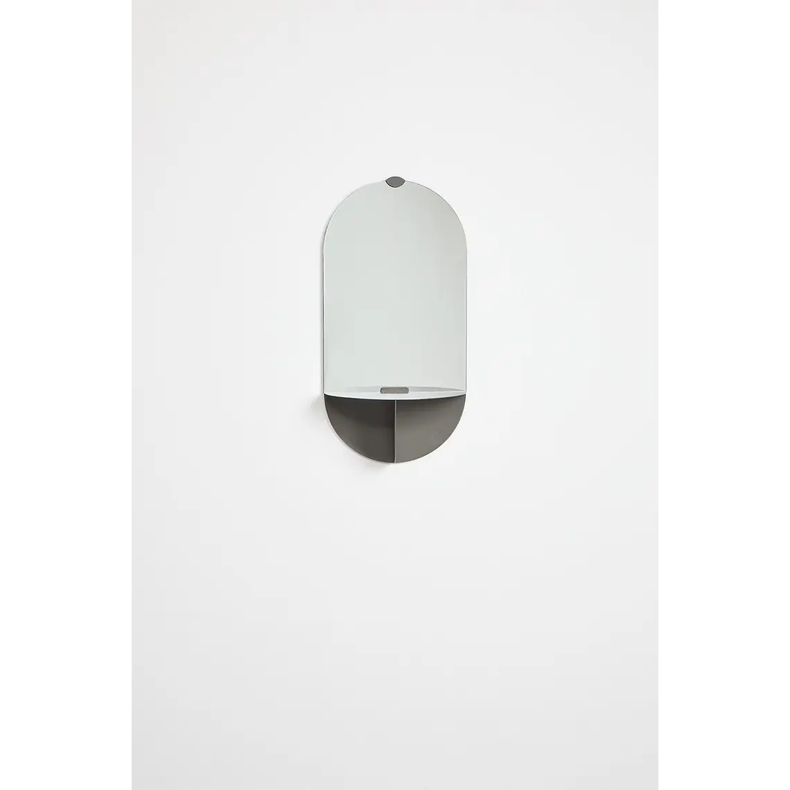 Espejo de pared ovalado 30x60 cm con estante en acero Umea 3