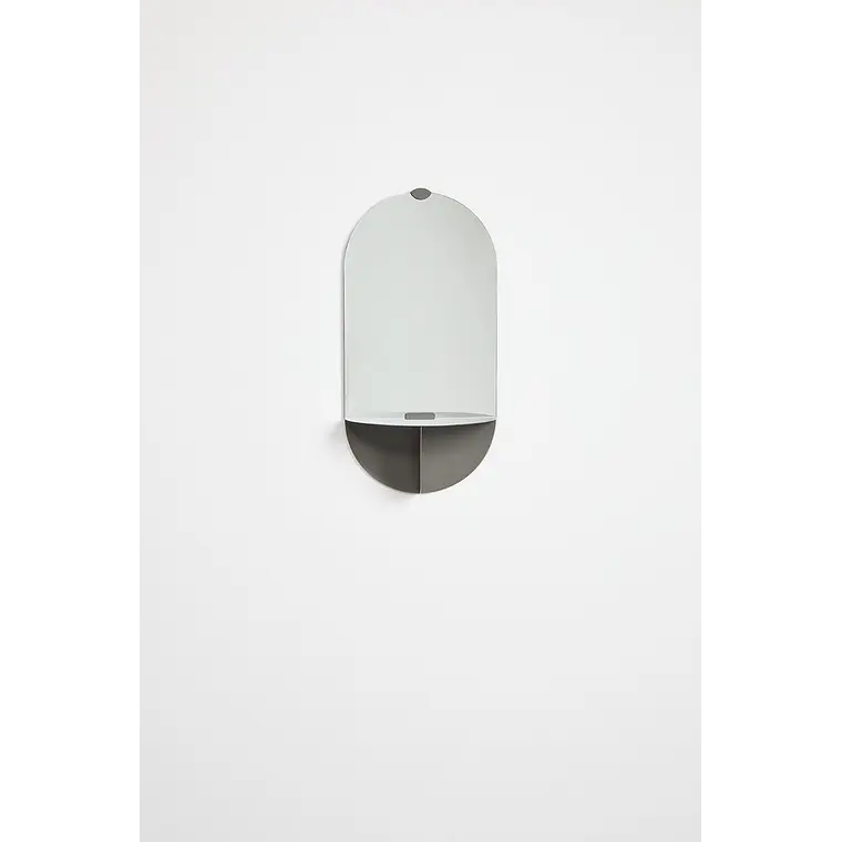 Espejo de pared ovalado 30x60 cm con estante en acero Umea 3