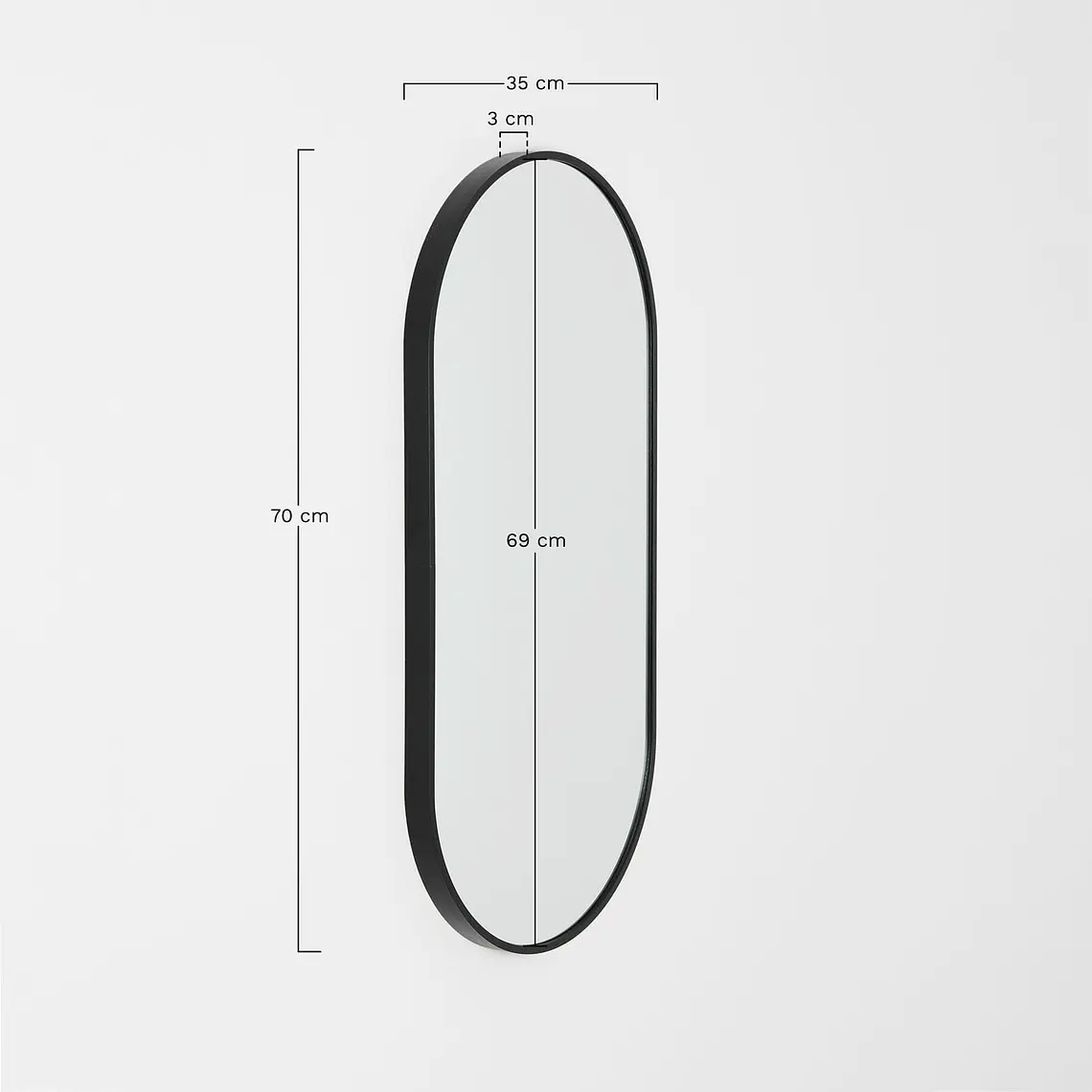 Espejo de pared ovalado 35x70 cm en aluminio Mirea 8