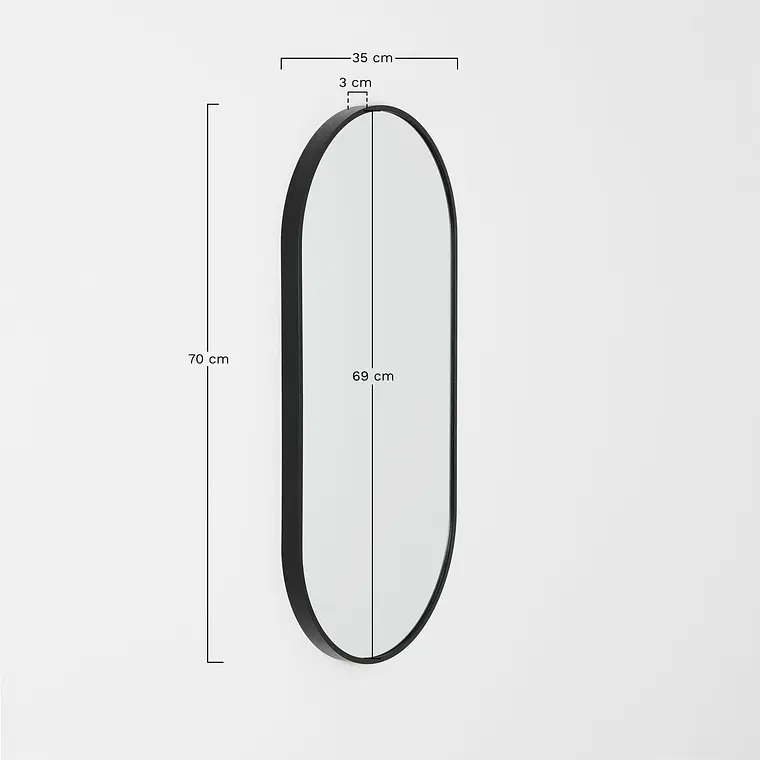 Espejo de pared ovalado 35x70 cm en aluminio Mirea 8