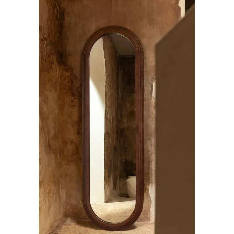 Espejo de pared ovalado 50x165 cm en madera de roble Wera 2