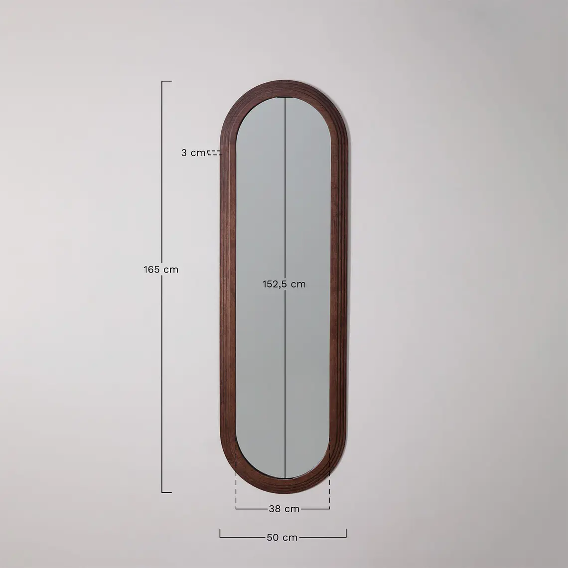 Espejo de pared ovalado 50x165 cm en madera de roble Wera 8