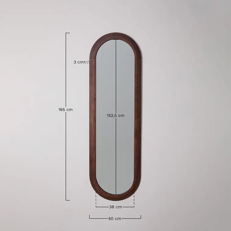 Espejo de pared ovalado 50x165 cm en madera de roble Wera 8