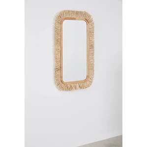 Espejo de pared rectangular 65x105 cm en madera de roble y rafia Dara