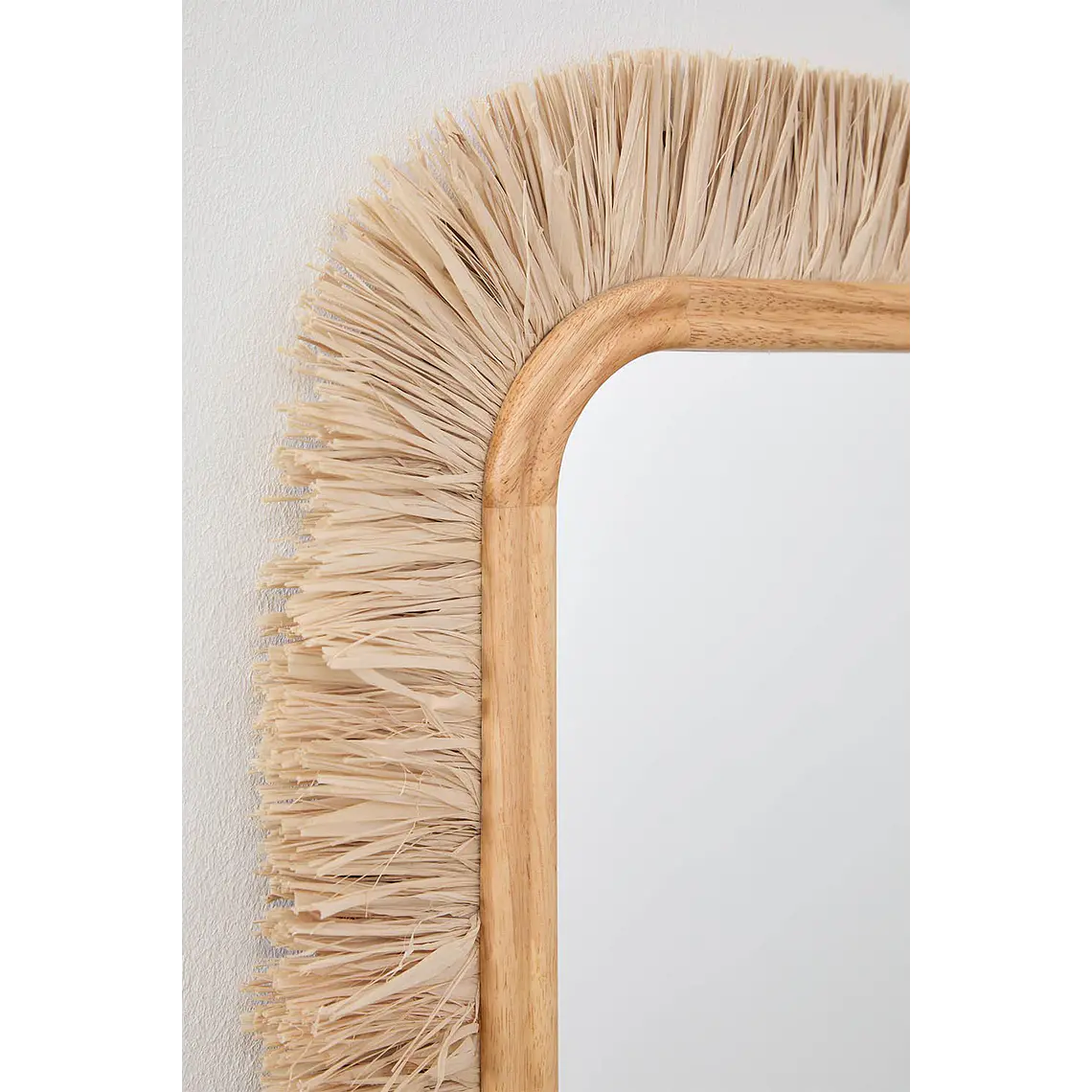 Espejo de pared rectangular 65x105 cm en madera de roble y rafia Dara 3