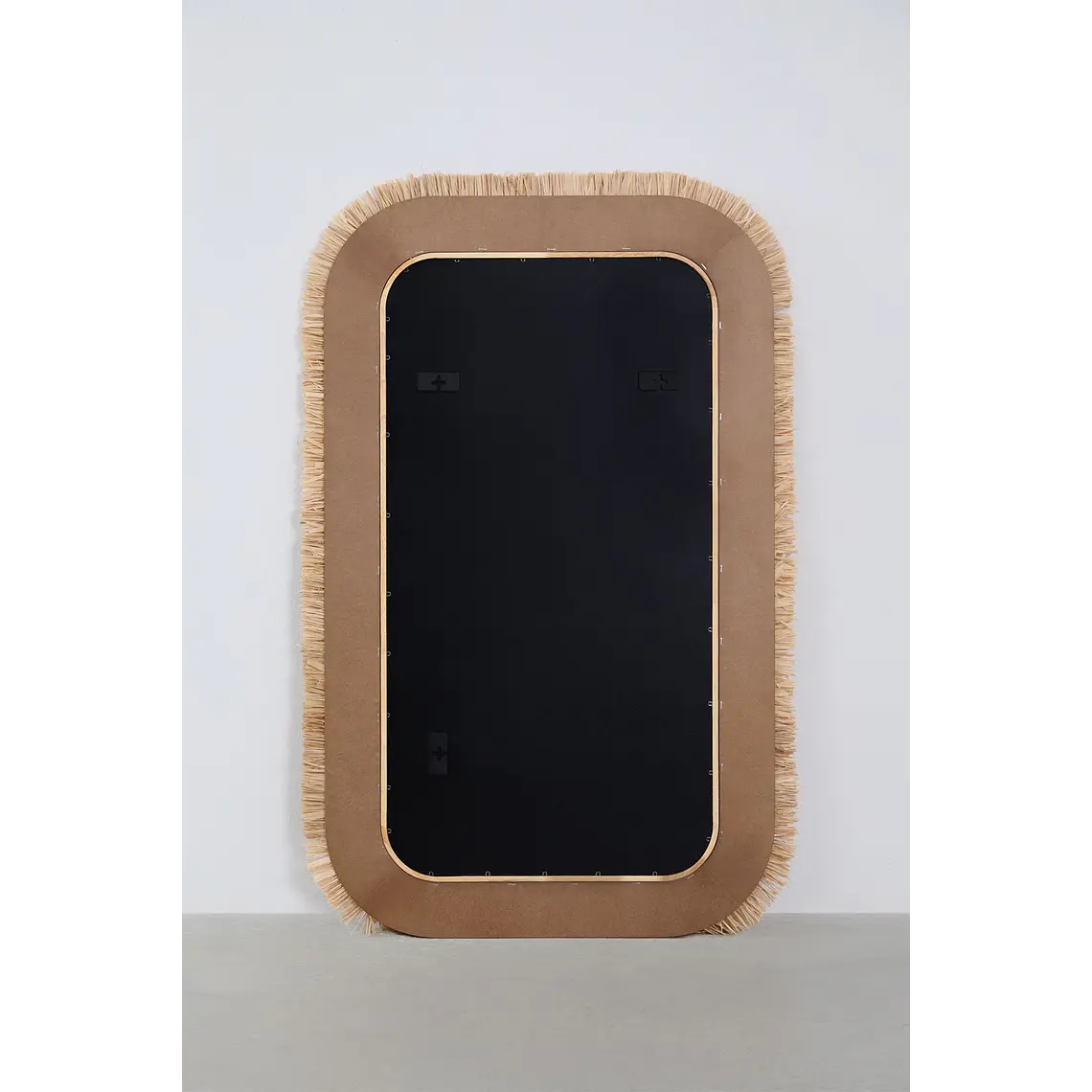 Espejo de pared rectangular 65x105 cm en madera de roble y rafia Dara 4