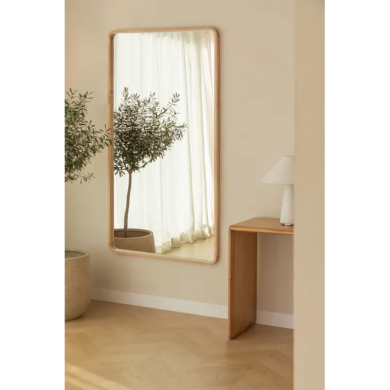 Espejo de pared rectangular 90x170 cm en madera de roble Ardea 1
