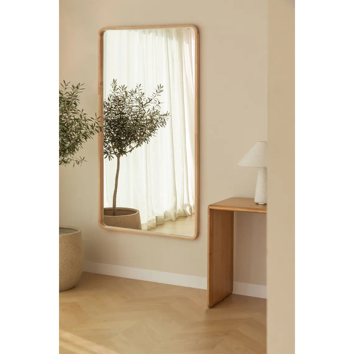 Espejo de pared rectangular 90x170 cm en madera de roble Ardea 2